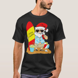 Camiseta Navidades de Santa Hawái en la playa de Summer Sur