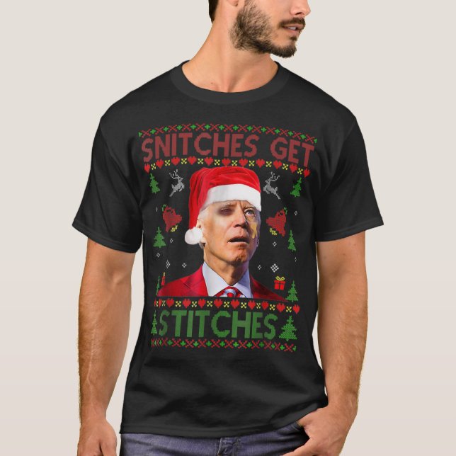 Camiseta Navidades de Santa Joe Biden Snitches-Get-Stitches (Anverso)