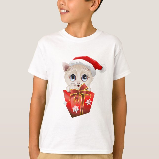 Camiseta Navidades de Santa Kitten con regalo (Anverso)