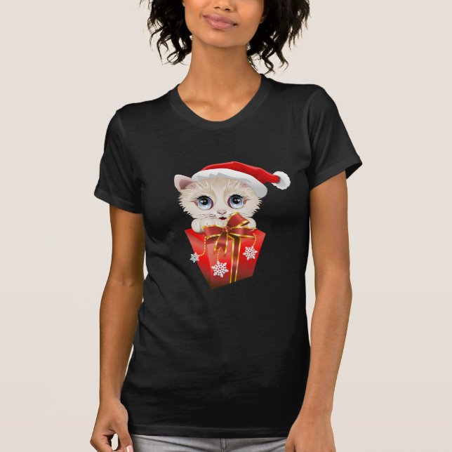 Camiseta Navidades de Santa Kitten con regalo (Anverso)