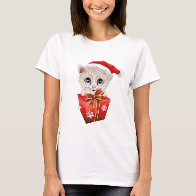 Camiseta Navidades de Santa Kitten con regalo (Anverso)
