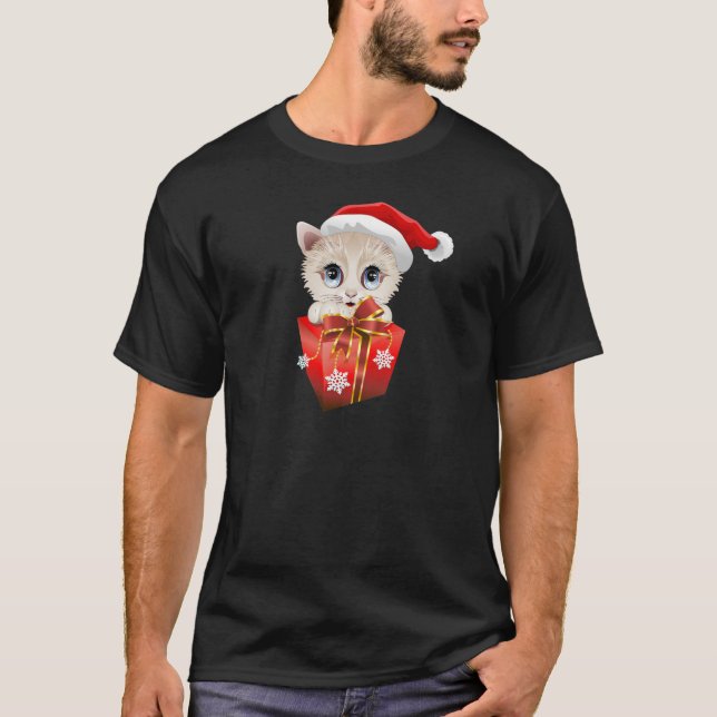 Camiseta Navidades de Santa Kitten con regalo (Anverso)