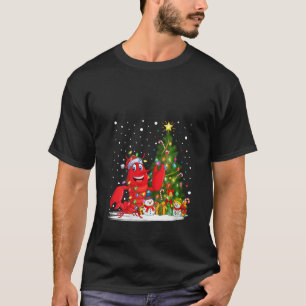 Camiseta Navidades de Santa Lobster iluminan árbol de navid