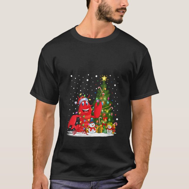 Camiseta Navidades de Santa Lobster iluminan árbol de navid (Anverso)