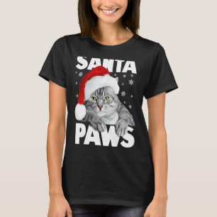 Camiseta Navidades de Santa Paws Kitty Cat Funny