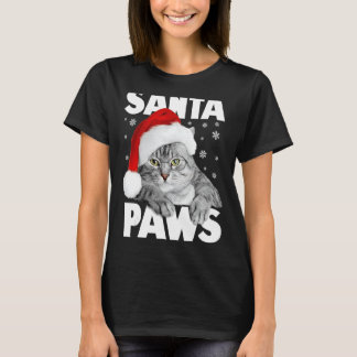 Camiseta Navidades de Santa Paws Kitty Cat Funny