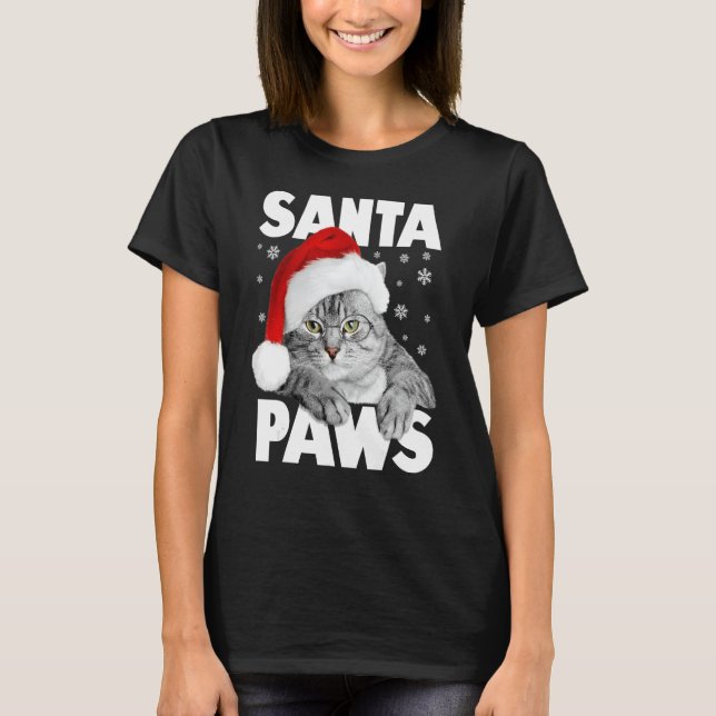Camiseta Navidades de Santa Paws Kitty Cat Funny (Anverso)