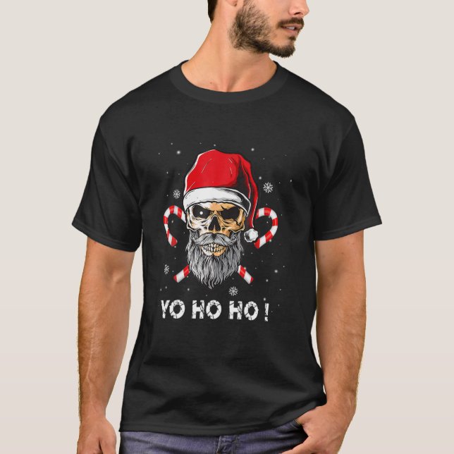 Camiseta Navidades de Santa Pirata Jolly Flag Skull Bebe (Anverso)