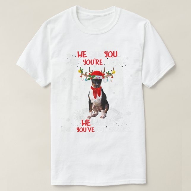 Camiseta Navidades de Santa Rat Terrier Reindeer Light Paja (Diseño del anverso)
