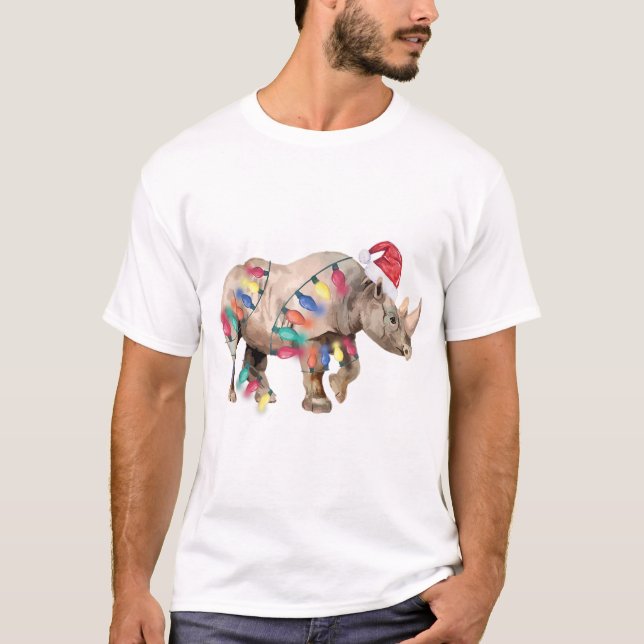 Camiseta navidades de Santa Rhino enciende a los navidades  (Anverso)