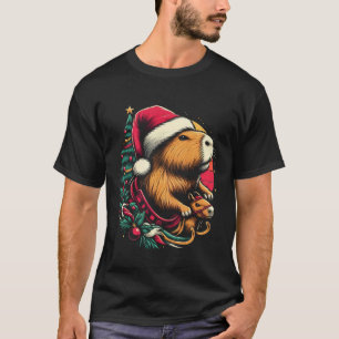 Camiseta Navidades de Santa Riding Capybara colores temátic