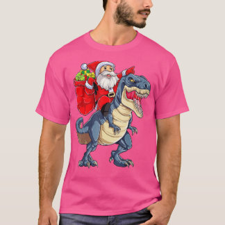 Camiseta Navidades de Santa Riding Dinosaur T rex Boys Men 