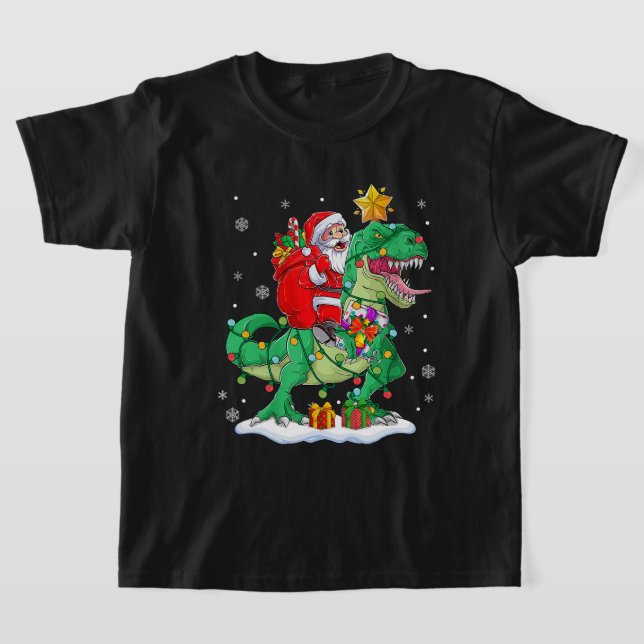 Camiseta Navidades de Santa Riding Dinosaur T rex Boys Men  (Distribución)