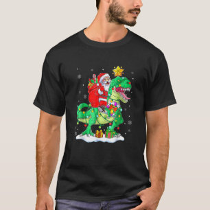 Camiseta Navidades de Santa Riding Dinosaur T Rex Hombres X