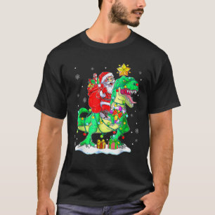 Camiseta Navidades de Santa Riding Dinosaur T Rex Hombres X