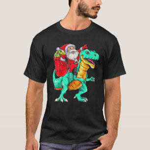 Camiseta Navidades de Santa Riding Dinosaur T Rex Hombres X