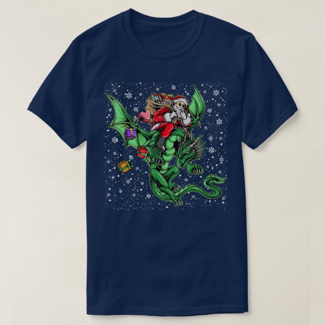 Camiseta Navidades de Santa Riding Dragon Hombres Noches pa (Diseño del anverso)