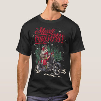 Camiseta Navidades De Santa Riding En Motocicleta