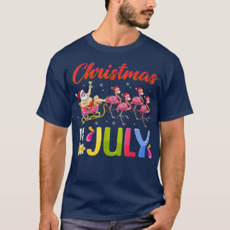 Camiseta Navidades De Santa Riding Flamingo En Julio