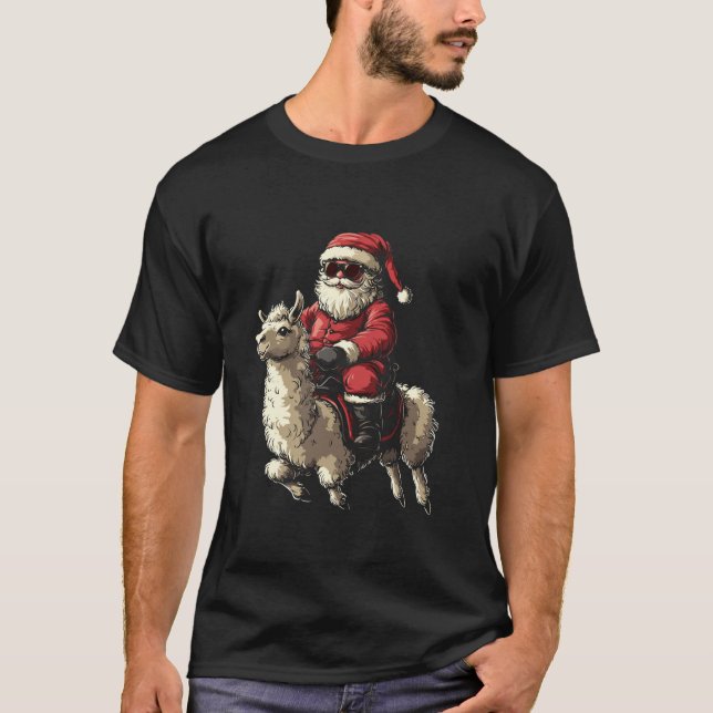 Camiseta Navidades de Santa Riding Lama Navidad (Anverso)