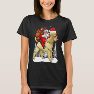 Camiseta Navidades de Santa Riding Poodle con Gorra Claus