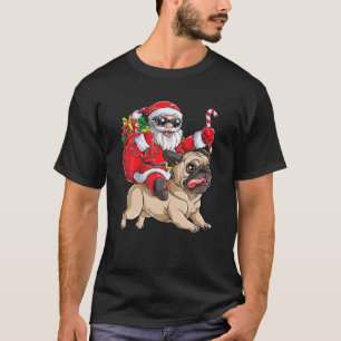 Camiseta Navidades de Santa Riding Pug Pug Lover Merry Chri