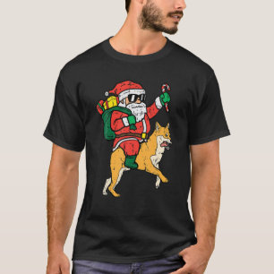 Camiseta Navidades de Santa Riding Shiba Inu Doge Akita