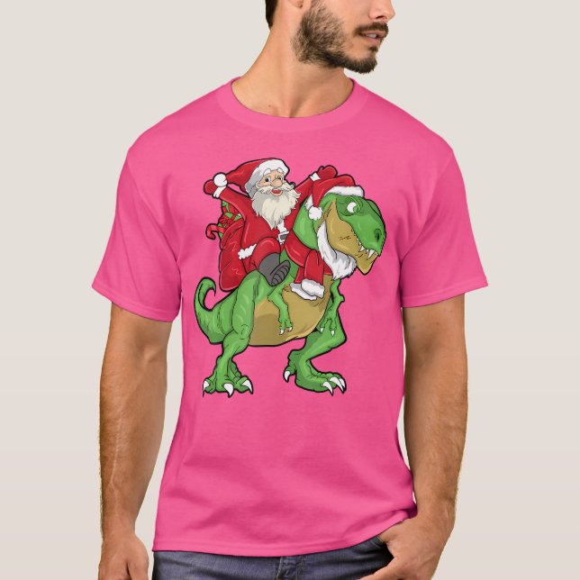 Camiseta Navidades de Santa Riding T-Rex Dinosaur Kilos (Anverso)