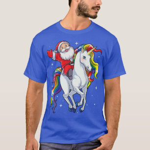 Camiseta Navidades de Santa Riding Unicornio regalan espaci