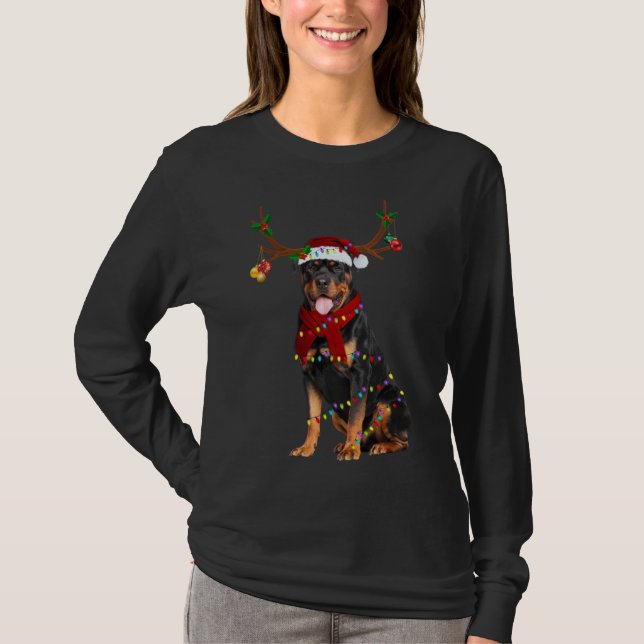 Camiseta Navidades de Santa Rottweiler Light (Anverso)