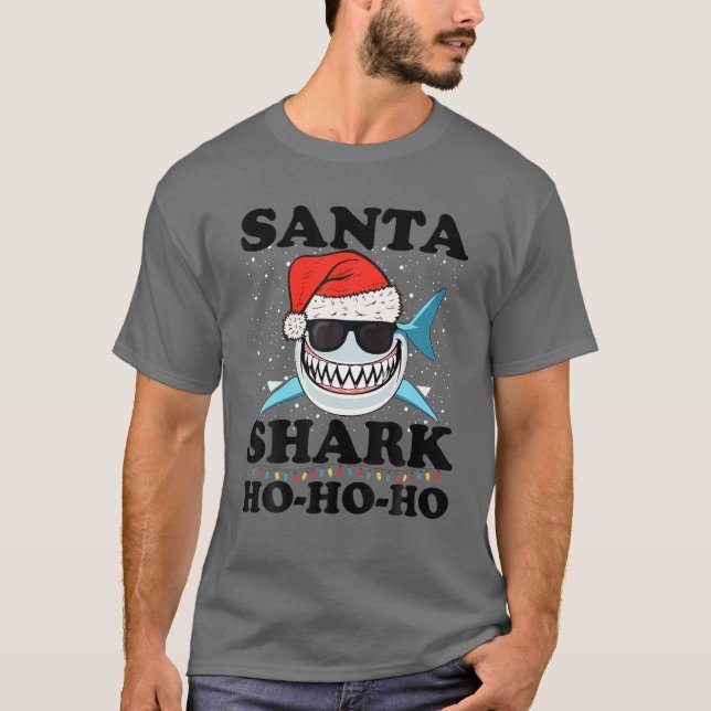 Camiseta Navidades De Santa Shark Ho-Ho-Ho En Navidades De  (Anverso)