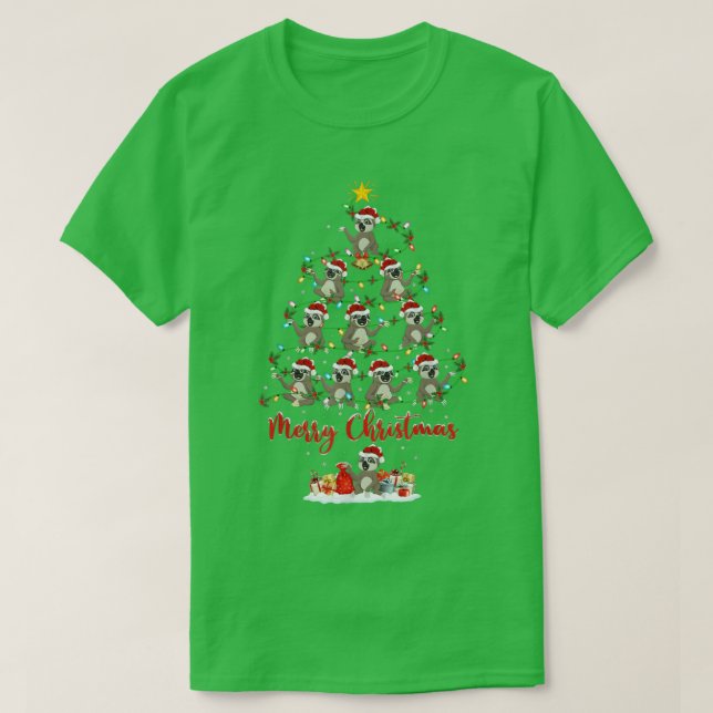 Camiseta Navidades de Santa Sloth con el amante de los anim (Diseño del anverso)