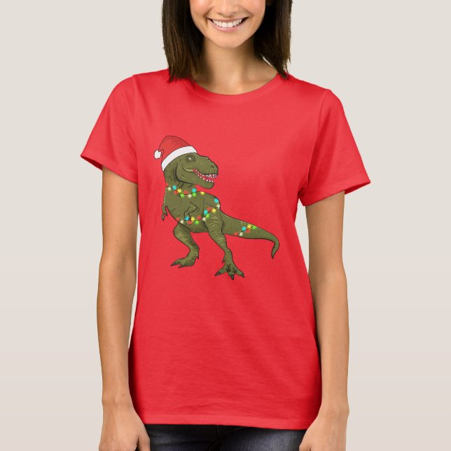 Camiseta Navidades de Santa T-Rex Dinosaurios Navidad camis (Anverso)