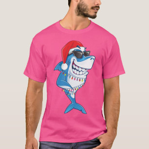 Camiseta Navidades de Santa Tiburón iluminan a divertidos c