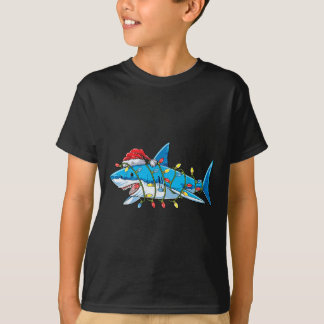 Camiseta Navidades de Santa Tiburón iluminan árboles de Sha