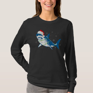 Camiseta Navidades de Santa Tiburón iluminan árboles de Sha