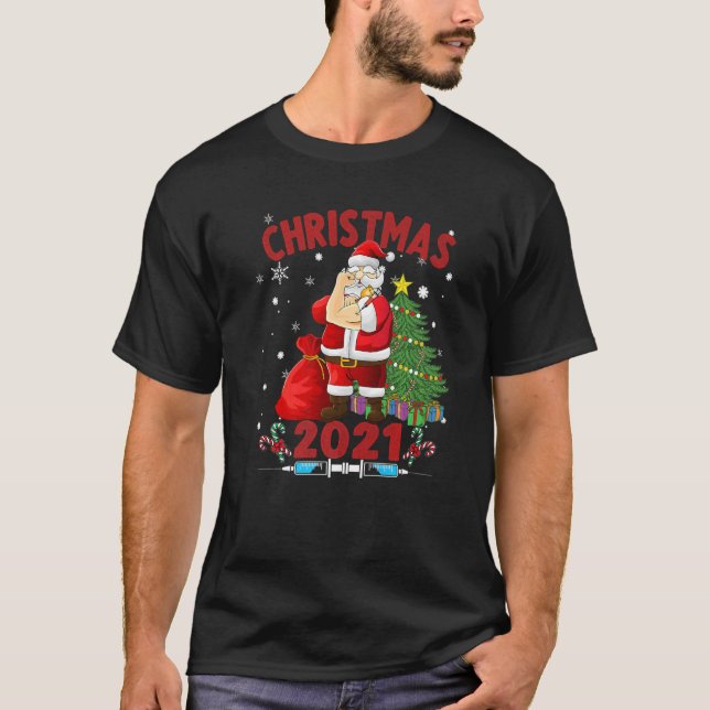 Camiseta Navidades de Santa totalmente vacunados (Anverso)