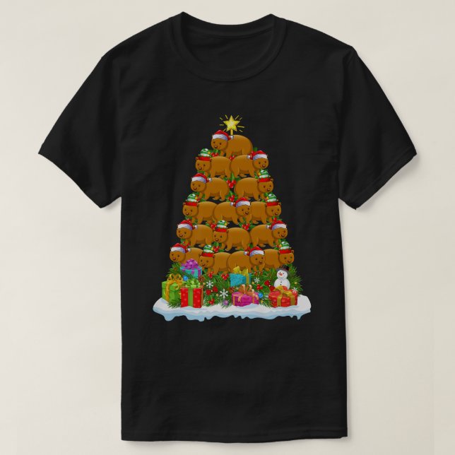 Camiseta Navidades de Santa Wombat iluminan árboles de Navi (Diseño del anverso)