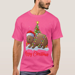 Camiseta Navidades de Santa Wombat iluminan árboles de Navi