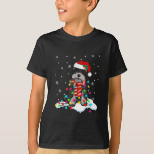 Camiseta navidades de schnauzer adorables luces con sombrer