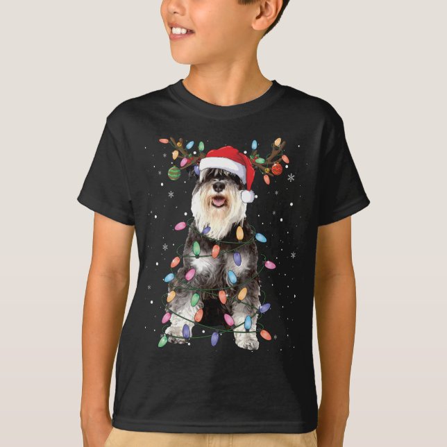 Camiseta Navidades de Schnauzer iluminan reno Pajama amor a (Anverso)