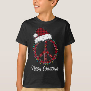 Camiseta Navidades de señas de la paz rojas iluminan Hippie