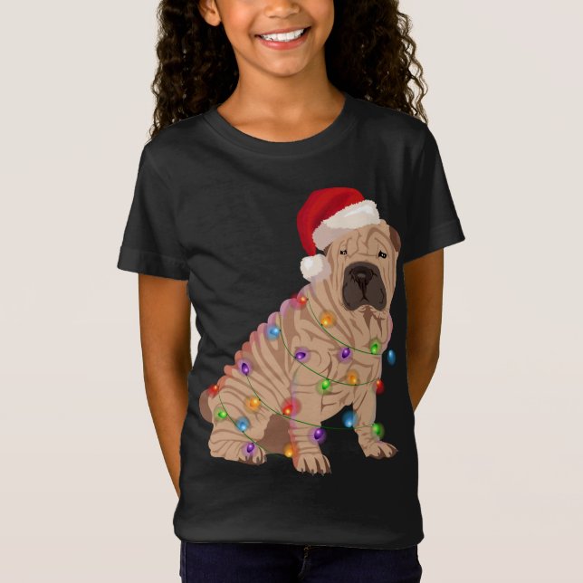 Camiseta Navidades de Shar Pei alumbran a amante del perro  (Anverso)