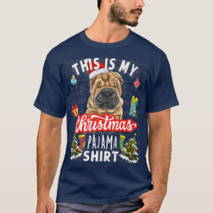 Camiseta Navidades De Shar Pei Estos Son Mis Navidades Paja