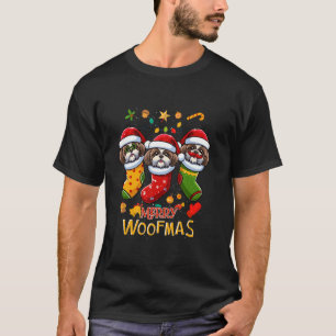 Camiseta Navidades de Shih Tzu Santa Claus repartiendo al p