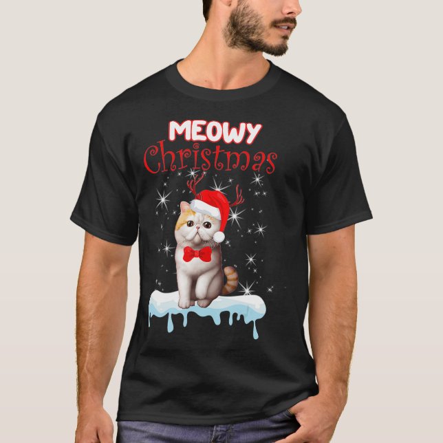 Camiseta Navidades de Shorthair exóticos adornan el árbol d (Anverso)