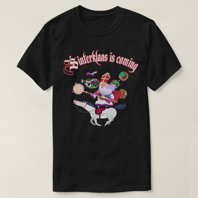 Camiseta Navidades de Sinterklaas conjunto regalo de zwart  (Diseño del anverso)