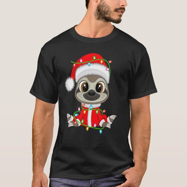 Camiseta Navidades de Sloth Xmas Lighting Santa Sloth (Anverso)