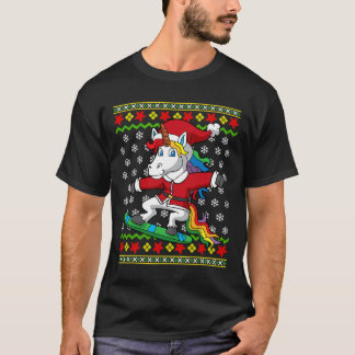 Camiseta Navidades De Snowboard Unicorn Santa Snowboard