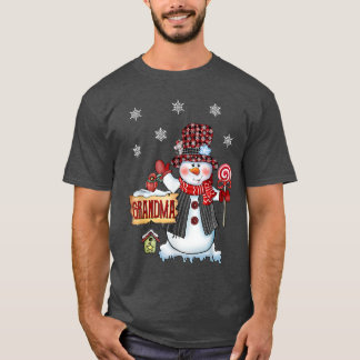 Camiseta Navidades de snowman Candy Cane Red Plaid San